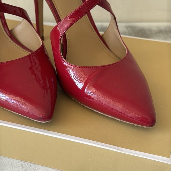 MICHAEL KORS Catia Red Pointed Toe Strappy High Heels 4" Patent Leather Sz.8 - Picture 14 of 15